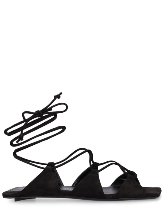 The Attico: 5mm Reneè suede flat sandals - Black - women_0 | Luisa Via Roma