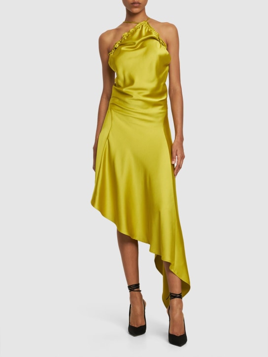 The Attico: Fluid satin halter neck midi dress - Yellow - women_1 | Luisa Via Roma