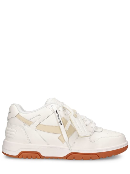Off-White: Out Of Office leather sneakers - White/Beige - men_0 | Luisa Via Roma