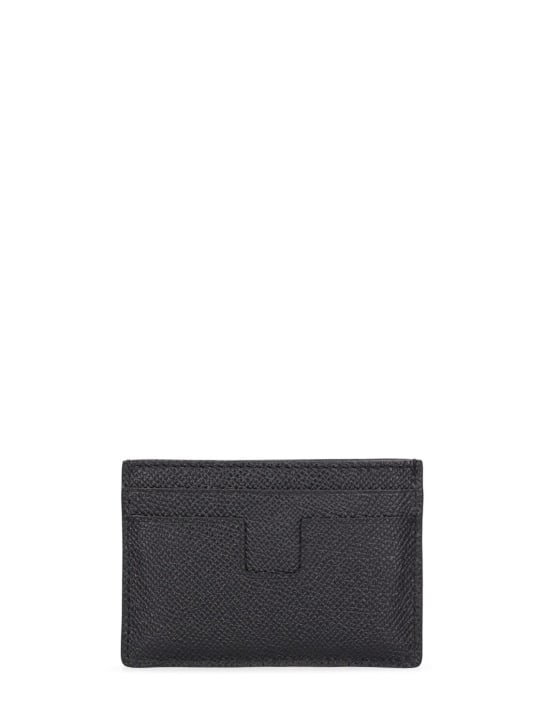 Tom Ford: Small grain Saffiano leather card case - Black - men_1 | Luisa Via Roma