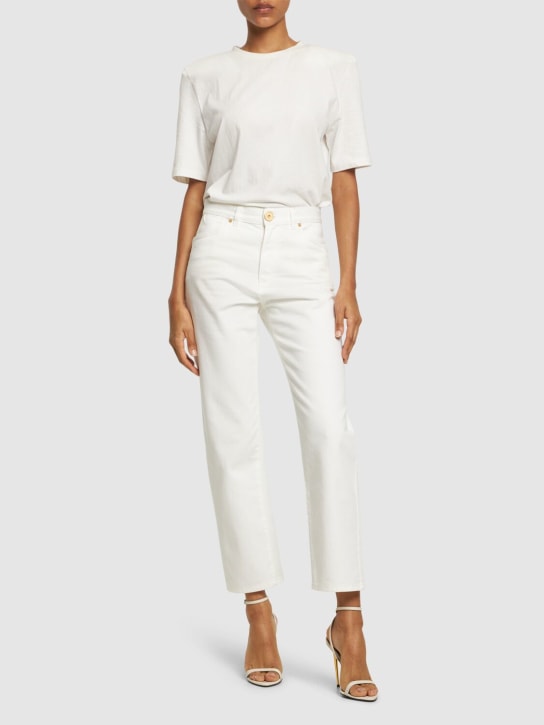 Balmain: Denim straight jeans - White - women_1 | Luisa Via Roma