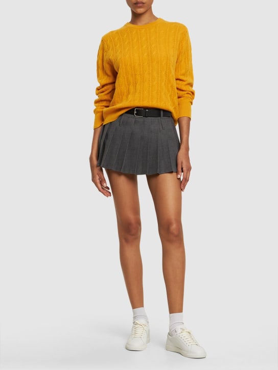 Guest In Residence: Twin cable cashmere crewneck sweater - Yellow - women_1 | Luisa Via Roma