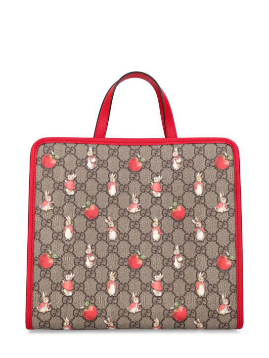 Gucci: Peter Rabbit GG Supreme tote bag - Ebony/Multi - kids-girls_0 | Luisa Via Roma