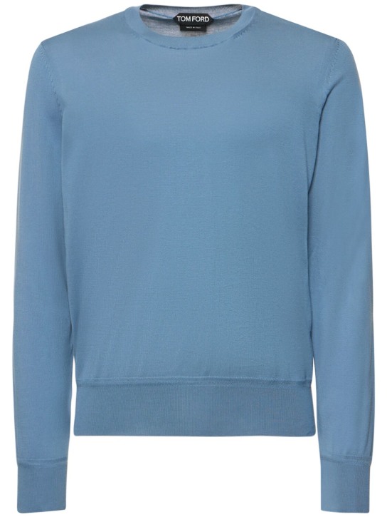 Tom Ford: Suéter de algodón - Denim  Blue - men_0 | Luisa Via Roma