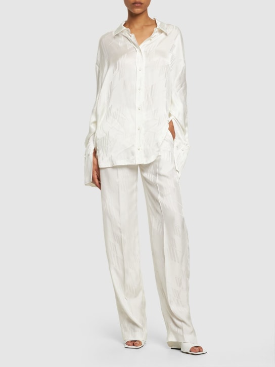 The Attico: Diana logo viscose satin jacquard shirt - Ivory - women_1 | Luisa Via Roma