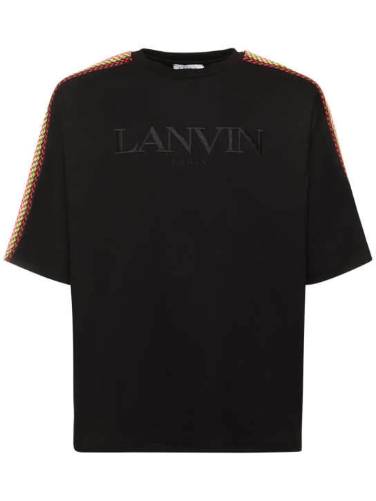 Lanvin: Curb 오버사이즈 코튼 저지 티셔츠 - men_0 | Luisa Via Roma