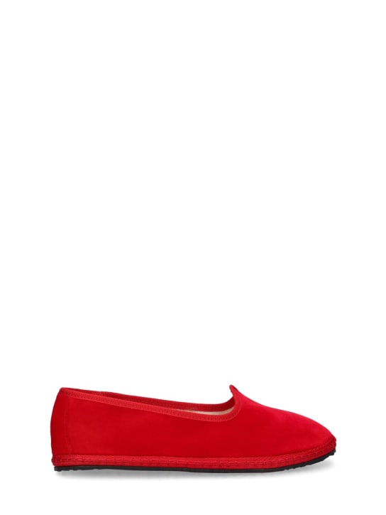 Vibi Venezia: Cotton velvet loafers - Red - kids-girls_0 | Luisa Via Roma