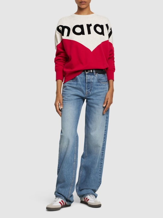 Marant Etoile: Houston logo jersey cotton sweatshirt - Fuchsia/Multi - women_1 | Luisa Via Roma