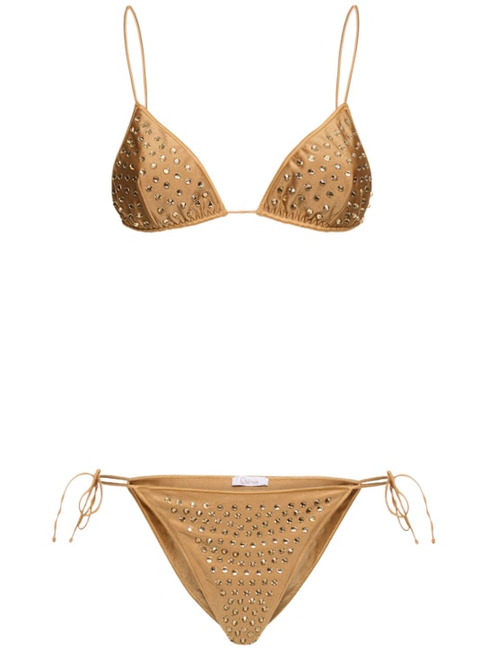 Oséree Swimwear: Gem triangle bikini - Beige - women_0 | Luisa Via Roma