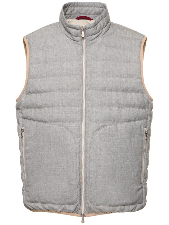 Brunello Cucinelli: Wool zip-down vest - Pearl Grey - men_0 | Luisa Via Roma