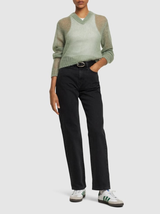 Carhartt WIP: Noxon high waist straight leg jeans - Black Stone Was - women_1 | Luisa Via Roma