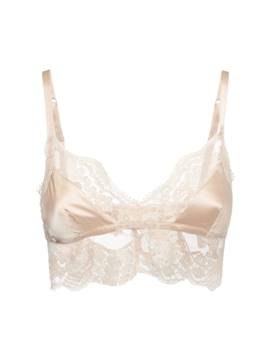 Dolce&Gabbana: Stretch silk satin triangle bra - Pink - women_0 | Luisa Via Roma