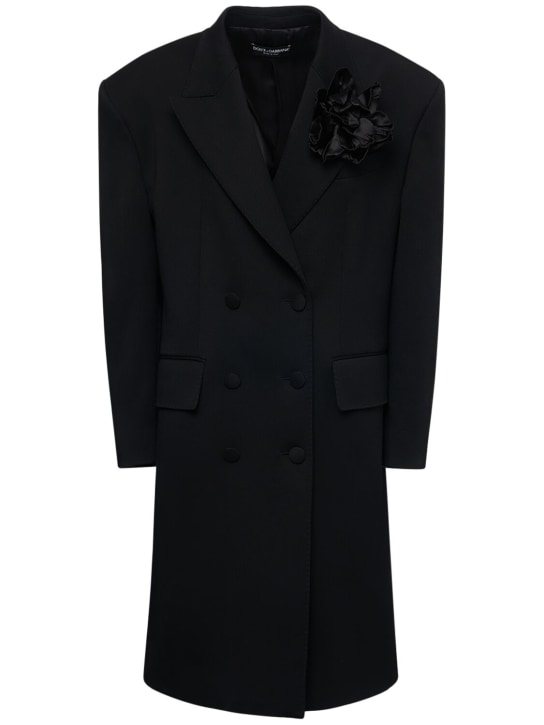 Dolce&Gabbana: Abrigo largo de de lana - Negro - women_0 | Luisa Via Roma