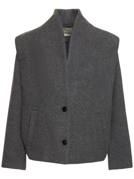 Isabel Marant: Drogo buttoned wool blend jacket - Grey - women_0 | Luisa Via Roma