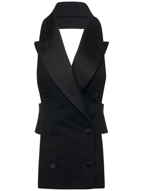 Dolce&Gabbana: Wool blend double breast vest - Black - women_0 | Luisa Via Roma