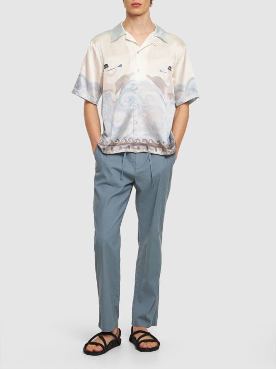 FRESCOBOL CARIOCA: Oscar linen & cotton chino pants - Blue - men_1 | Luisa Via Roma