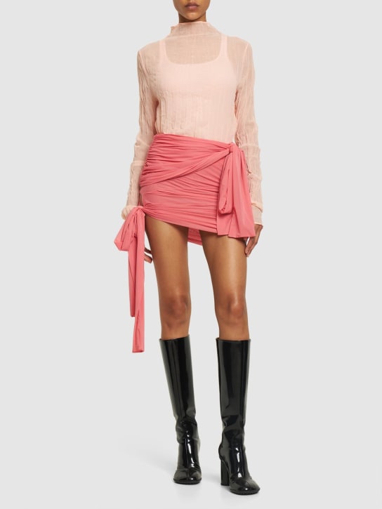 Blumarine: Draped jersey mini skirt w/bows - Pink - women_1 | Luisa Via Roma