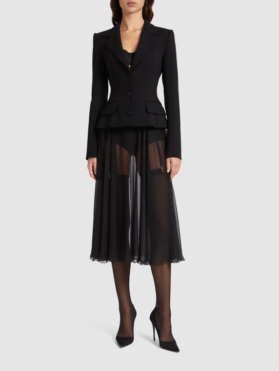 Dolce&Gabbana: Falda midi plisada de seda - Negro - women_1 | Luisa Via Roma