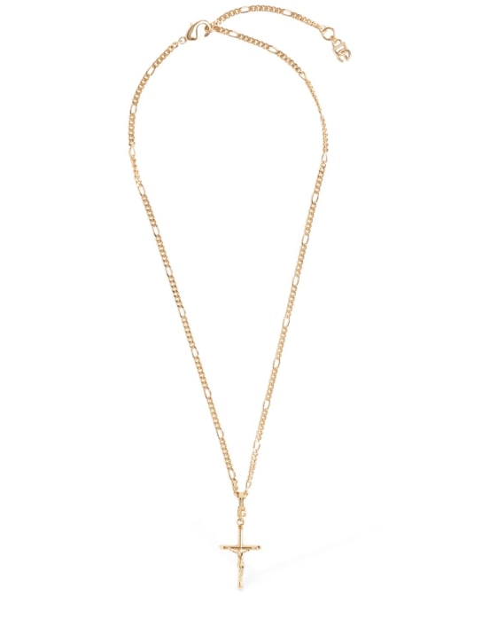 Dolce&Gabbana: Plated cross pendant necklace - Gold - men_0 | Luisa Via Roma