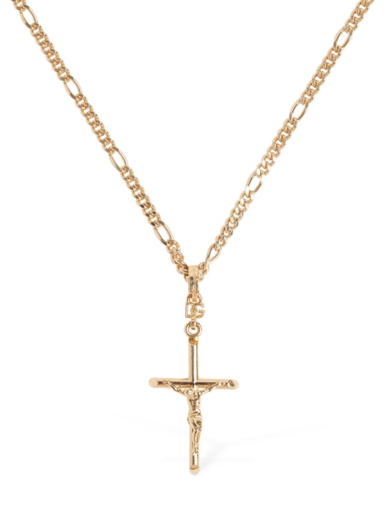 Dolce&Gabbana: Plated cross pendant necklace - Gold - men_1 | Luisa Via Roma