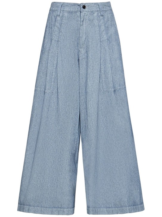 Yohji Yamamoto: Jeans aus beschichtetem Baumwolldenim - Hellblau - women_0 | Luisa Via Roma