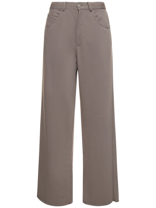 MM6 Maison Margiela: Unbrushed cotton blend wide pants - Grey - women_0 | Luisa Via Roma