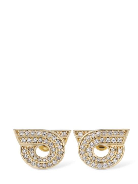 Ferragamo: New GSTR 18D crystal stud earrings - Gold/Crystal - women_0 | Luisa Via Roma