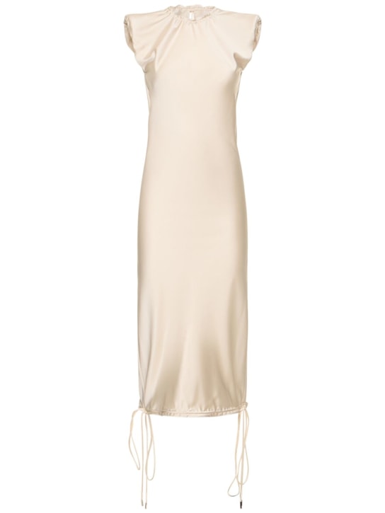 The Attico: Fluid satin sleeveless midi dress - Ivory - women_0 | Luisa Via Roma