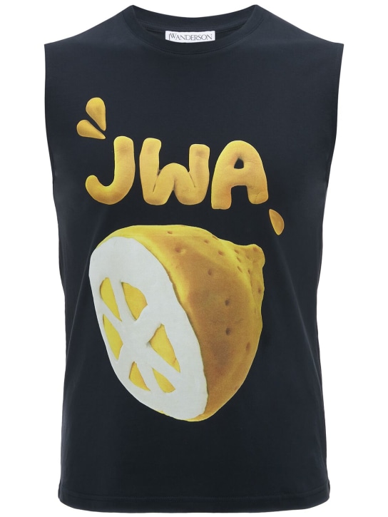 JW Anderson: JWA柠檬印花背心 - 海军蓝/黄色 - women_0 | Luisa Via Roma