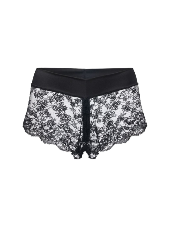 Dolce&Gabbana: Shorts de encaje chantilly - Negro - women_0 | Luisa Via Roma