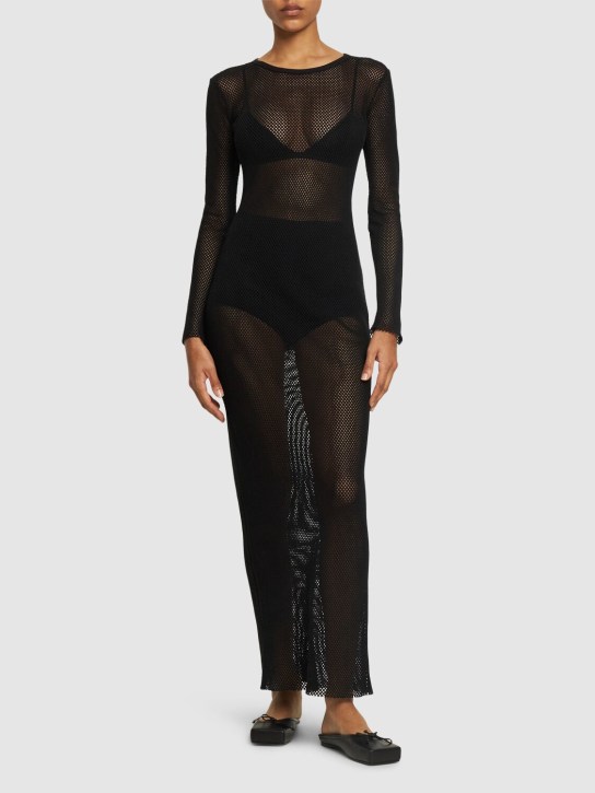 St. Agni: Cotton mesh maxi dress - Black - women_1 | Luisa Via Roma