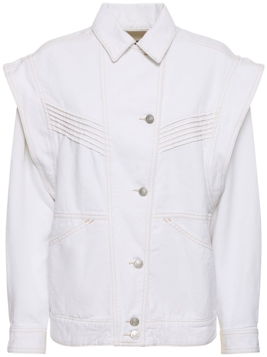 Isabel Marant: Harmon cotton jacket w/ shirt collar - White - women_0 | Luisa Via Roma