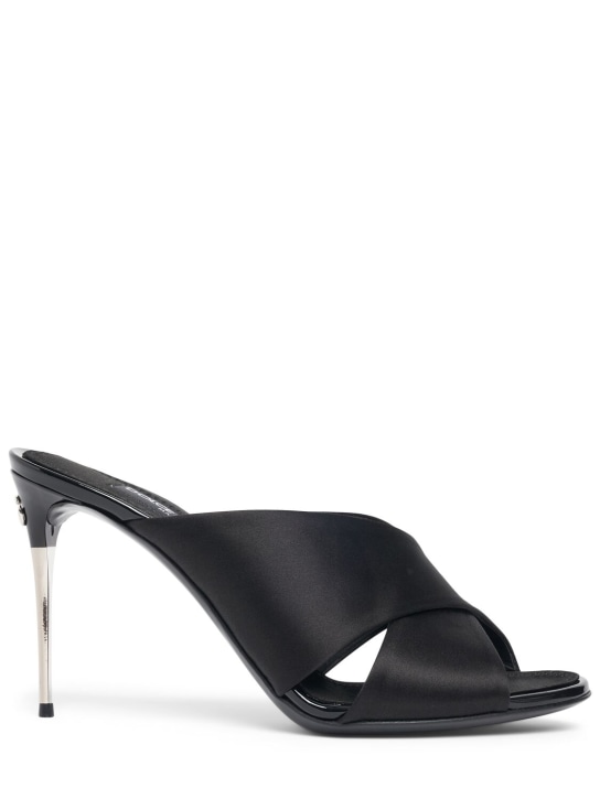 Dolce&Gabbana: Sandalias mules de satén 85mm - Negro - women_0 | Luisa Via Roma