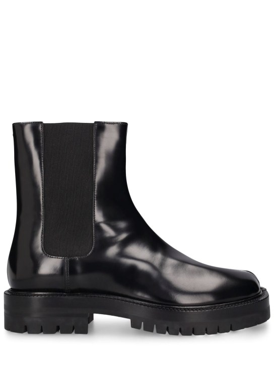 Maison Margiela: 40mm Tabi brushed leather ankle boots - Black - women_0 | Luisa Via Roma