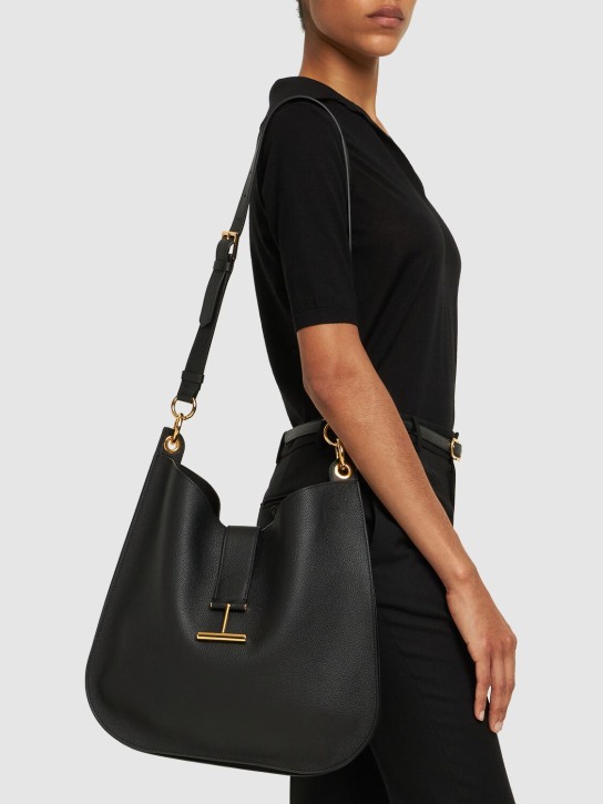 Tom Ford: Large Tara leather crossbody bag - Black - women_1 | Luisa Via Roma