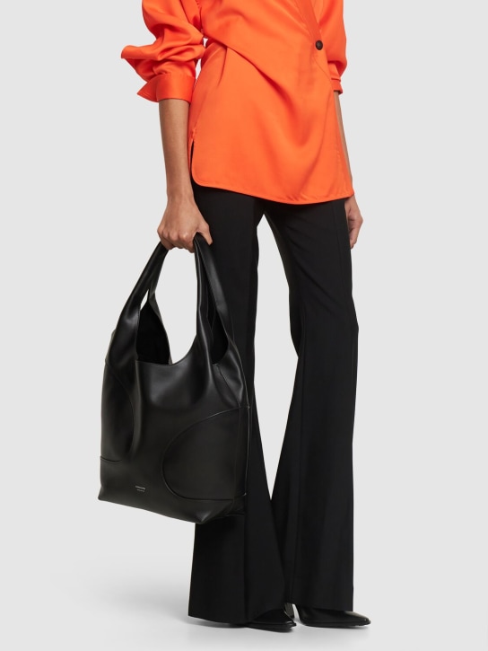 Ferragamo: Cut Out leather shopping bag - Black - women_1 | Luisa Via Roma
