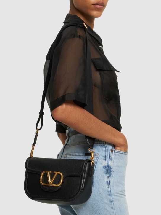 Valentino Garavani: Locò leather shoulder bag - Black - women_1 | Luisa Via Roma