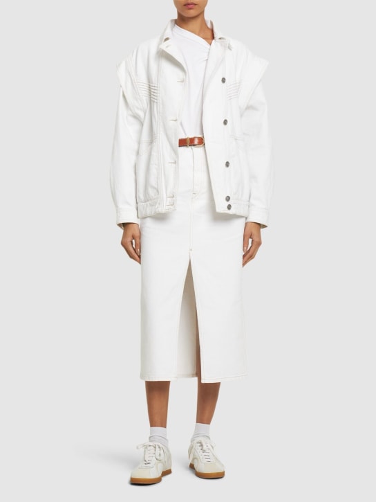 Isabel Marant: Harmon衬衫领棉质夹克 - 白色 - women_1 | Luisa Via Roma