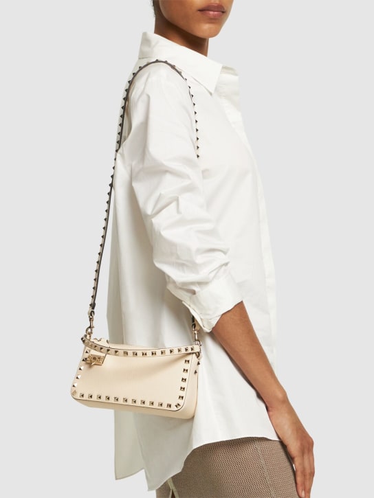 Valentino Garavani: Small Rockstud leather shoulder bag - Light Ivory - women_1 | Luisa Via Roma