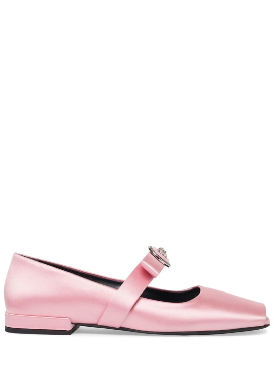 Versace: Zapatos planos de seda 20mm - Rosa Claro - women_0 | Luisa Via Roma