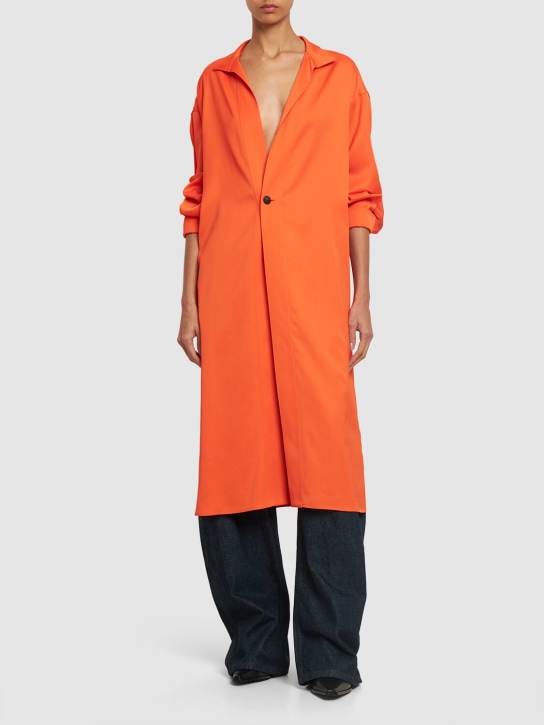 Ferragamo: Single breasted viscose long jacket - Orange - women_1 | Luisa Via Roma