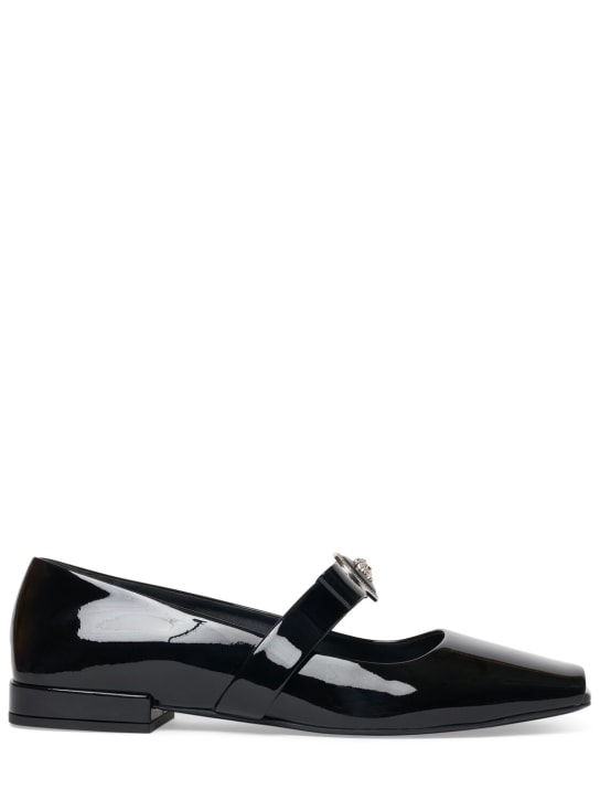 Versace: 20mm flache Schuhe aus Lackleder - Schwarz - women_0 | Luisa Via Roma