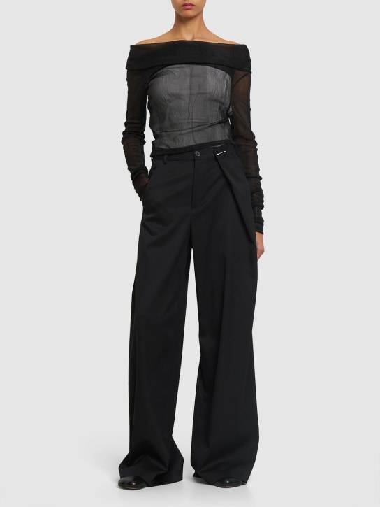 MM6 Maison Margiela: Wool blend wide pants - Black - women_1 | Luisa Via Roma