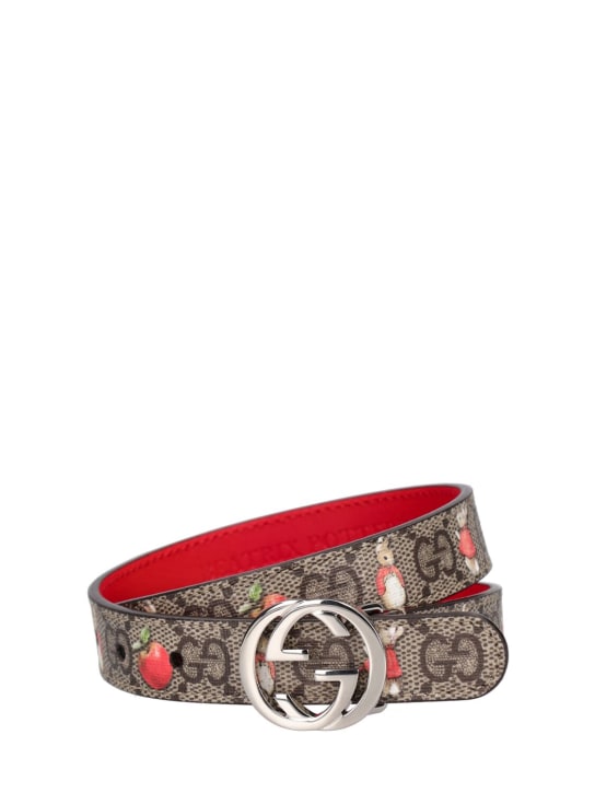 Gucci: 20mm GG faux leather belt - Beige/Ebony - kids-girls_0 | Luisa Via Roma