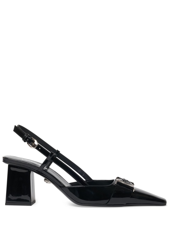 Versace: 70mm Patent leather slingback pumps - Black - women_0 | Luisa Via Roma
