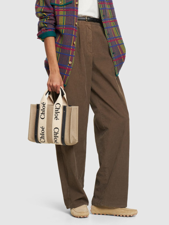 Chloé: Small Woody canvas top handle bag - women_1 | Luisa Via Roma
