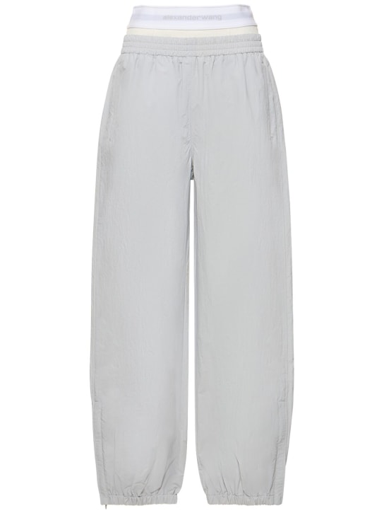 Alexander Wang: Pantalon en nylon avec liseré élastique - Gris - women_0 | Luisa Via Roma