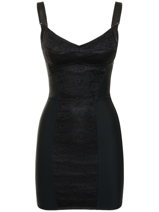 Dolce&Gabbana: Vestido corto de satén - Negro - women_0 | Luisa Via Roma