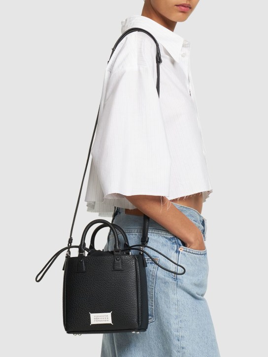 Maison Margiela: 5AC Tote Vertical grained leather bag - Black - women_1 | Luisa Via Roma