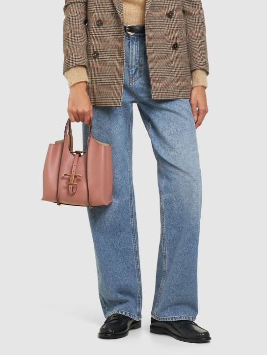 Tod's: Mini T Shopping leather bag - Glicine - women_1 | Luisa Via Roma